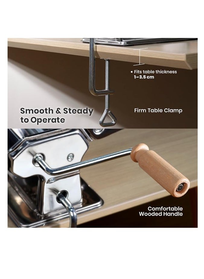 Enjoylifeme - Premium Pasta Maker Machine: 150mm Roller with Cutter, 7 Adjustable Thickness Settings, Detachable Dual-Blades, Hand Crank - Homemade Spaghetti, Fettuccine, Lasagna, Ravioli, and Farfalle - Image 1