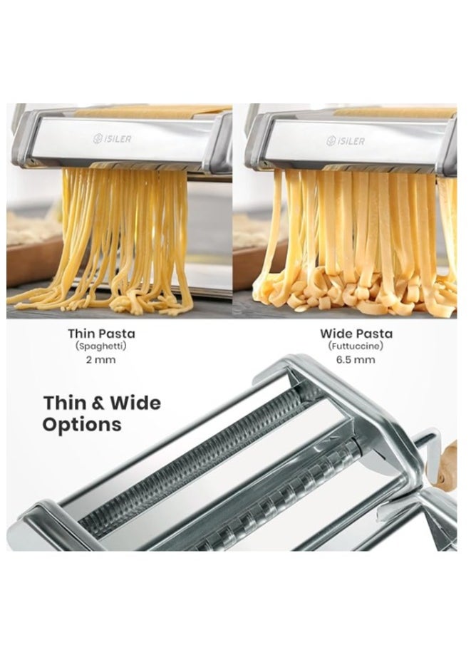 Enjoylifeme - Premium Pasta Maker Machine: 150mm Roller with Cutter, 7 Adjustable Thickness Settings, Detachable Dual-Blades, Hand Crank - Homemade Spaghetti, Fettuccine, Lasagna, Ravioli, and Farfalle - Image 1