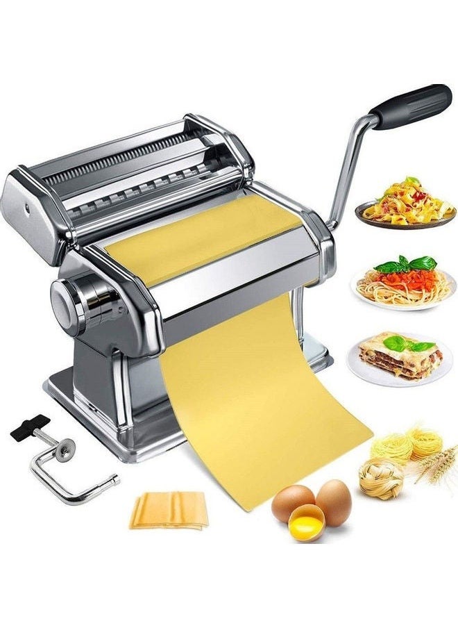 Enjoylifeme - Premium Pasta Maker Machine: 150mm Roller with Cutter, 7 Adjustable Thickness Settings, Detachable Dual-Blades, Hand Crank - Homemade Spaghetti, Fettuccine, Lasagna, Ravioli, and Farfalle - Image 1