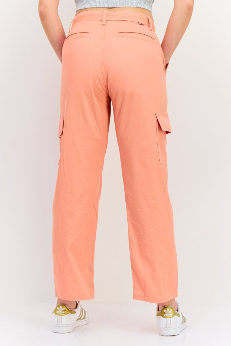 Levi's Women Regular Fit Solid Stretchable Cargo Pants, Coral - Image 4