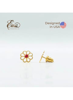 Open Daisy with Red Epoxy Gold Earring | Stainless Steel | 18K Gold Plated - pzsku/ZA9389357344E63A5A43EZ/45/_/1735209701/9b8593db-e646-42e4-83b1-f9e485f55583