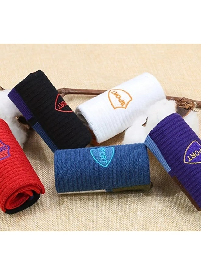 We Happy 5 Pairs of Men’s Colorful Athletic Socks for Running Training and Everyday Comfort Moisture Wicking Cotton Blend Breathable and Durable Socks Assorted Colors  - Image 5