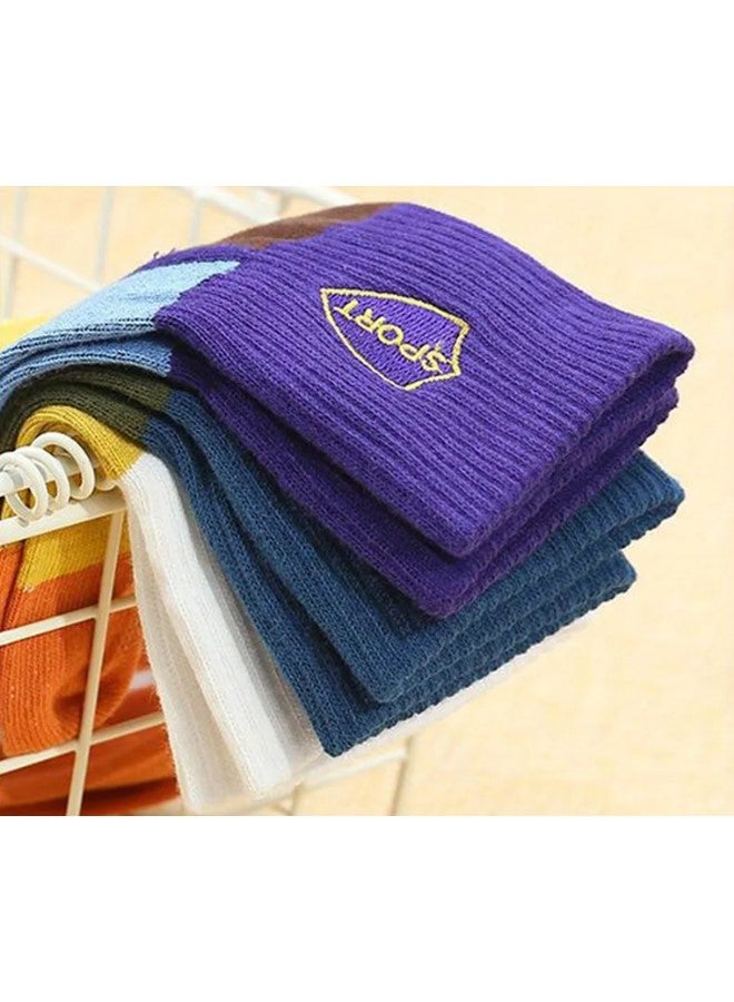 We Happy 5 Pairs of Men’s Colorful Athletic Socks for Running Training and Everyday Comfort Moisture Wicking Cotton Blend Breathable and Durable Socks Assorted Colors  - Image 4