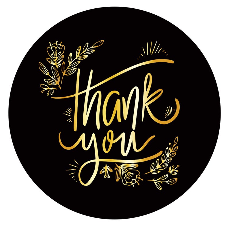 Rousrie 1.5 Inch Cute Black Round Thank You Stickers for Decorating,Packaging, Birthday Party, Handmade Craft Gift Stickers, Adhesive Wedding Packaging Sticker (Pack of 500) - Image 1