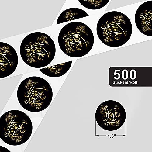 Rousrie 1.5 Inch Cute Black Round Thank You Stickers for Decorating,Packaging, Birthday Party, Handmade Craft Gift Stickers, Adhesive Wedding Packaging Sticker (Pack of 500) - Image 4