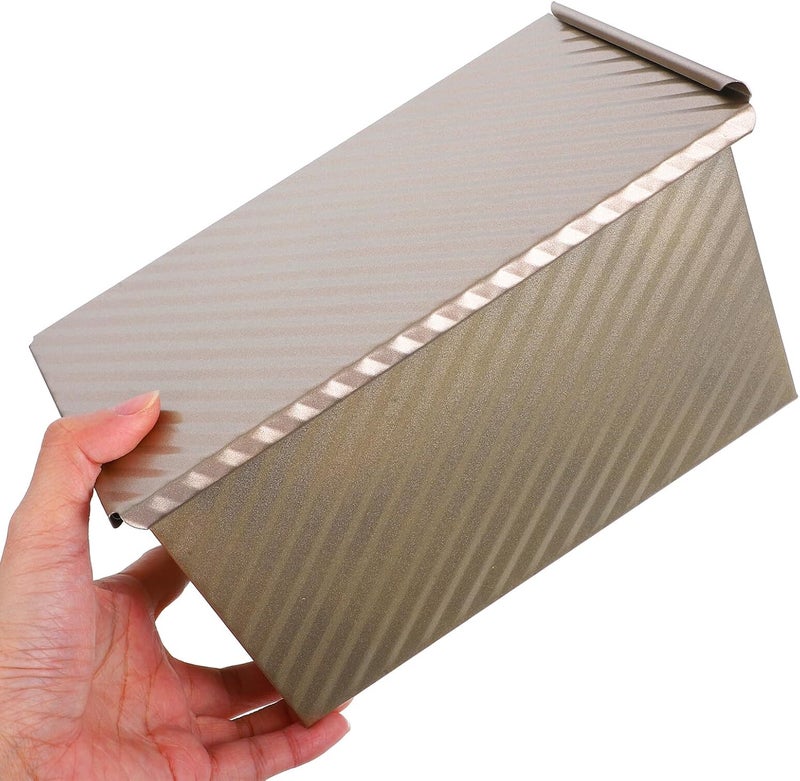 Rectangular Nonstick Loaf Pan with Lid, Small Gold Rippled Bread Baking Mold for Oven, Household Bread Making Tool, Sturdy Toast Box for Kitchen Use - Image 4