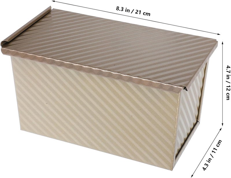 Rectangular Nonstick Loaf Pan with Lid, Small Gold Rippled Bread Baking Mold for Oven, Household Bread Making Tool, Sturdy Toast Box for Kitchen Use - Image 2