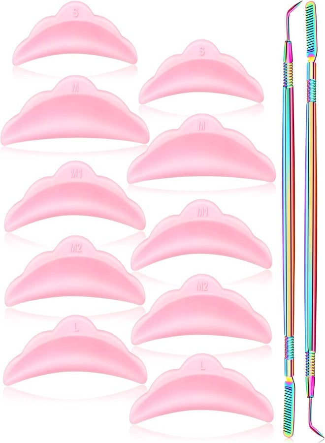 Chumia 52 Pieces Eyelash Lift Tools, 50 Pieces Silicone Eyelash Pads with 2 Stainless Steel Perm Tool Separator Lash Lift Shields with Comb, Curlers for Extension(Pink, Colorful) - Image 1