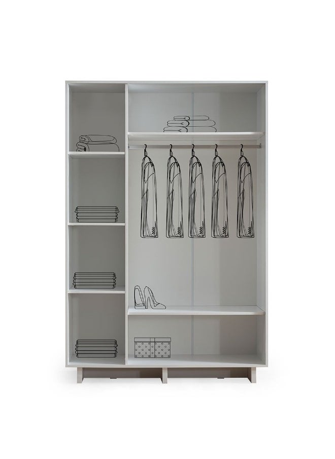 DANUBE HOME Ren 3 Door Wardrobe Extra Sturdy Closet Clothes Storage Cupboard Modern Design Space Saving Swing Door Cabinet For Bedroom L148Xw55Xh220Cm - Natural Walnut/White  - Image 2