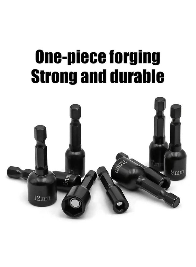 9 قطعة مجموعة براغي القرش الأسود المغناطيسية مقبس سداسي مترابطة بتات الحفر من 5 مم إلى 12 مم - Image 5