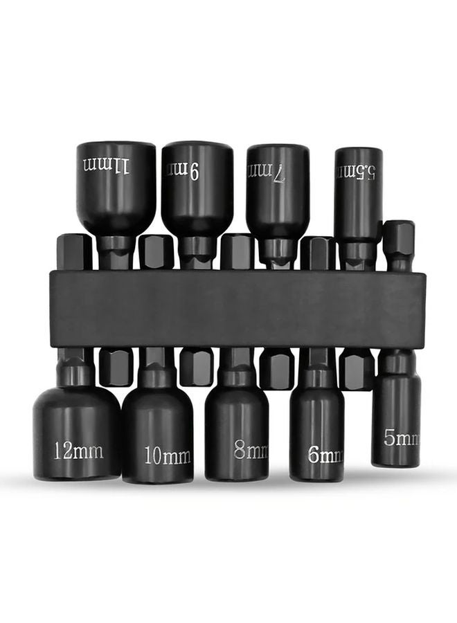 9 قطعة مجموعة براغي القرش الأسود المغناطيسية مقبس سداسي مترابطة بتات الحفر من 5 مم إلى 12 مم - Image 2