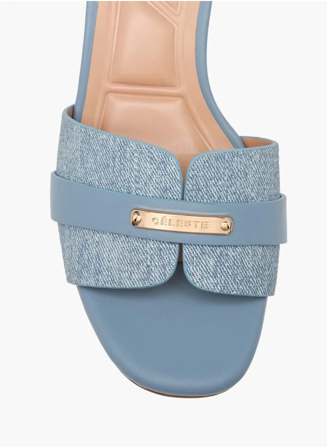 سيليست Women's Textured Slip-On Sandals with Flared Heels