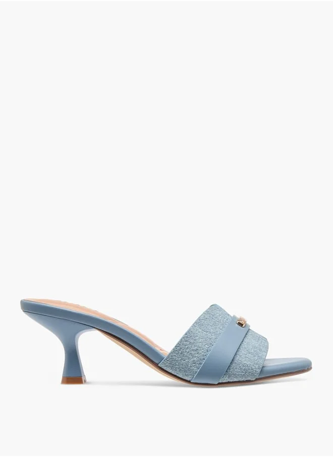 سيليست Women's Textured Slip-On Sandals with Flared Heels