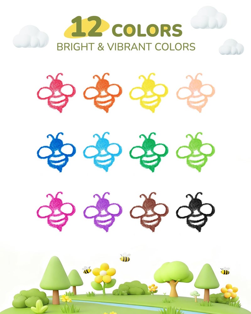 JUPITEARTH Beeswax Crayons for Toddlers 1â€“3, 12 Non-Toxic Silky Crayons, Jumbo and Washable Crayon, Easy to Hold, Safe for Kids, Mess-Free Coloring for Preschool Art Supplies, Ages 2â€“4, 4â€“8 - Image 3