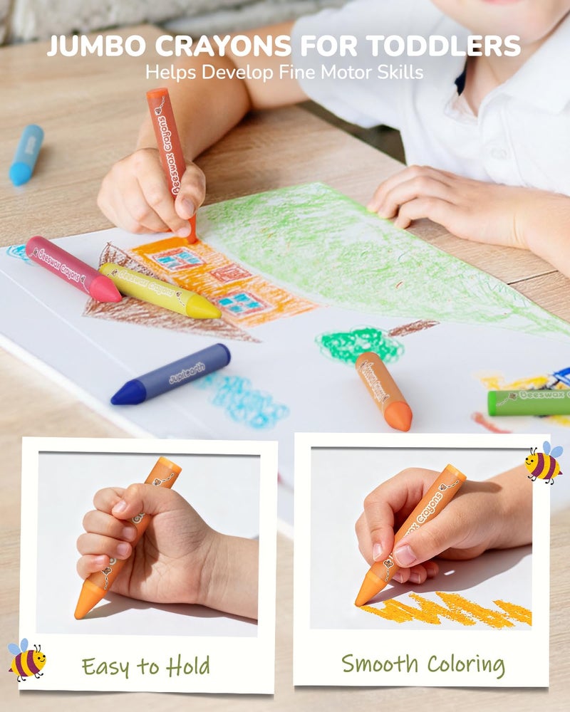 JUPITEARTH Beeswax Crayons for Toddlers 1â€“3, 12 Non-Toxic Silky Crayons, Jumbo and Washable Crayon, Easy to Hold, Safe for Kids, Mess-Free Coloring for Preschool Art Supplies, Ages 2â€“4, 4â€“8 - Image 4