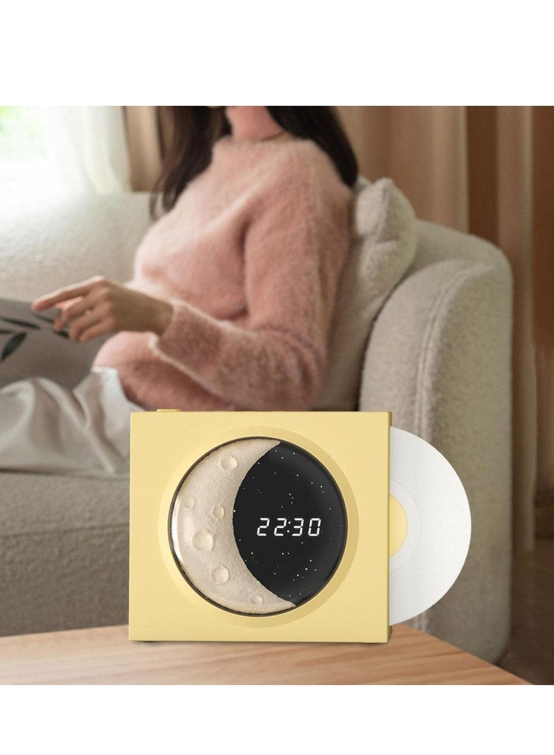 Vinyl Player Speaker, Portable Speaker Support TF Card with Time Display Speaker with Digital Clock for Bedroom  - Image 2