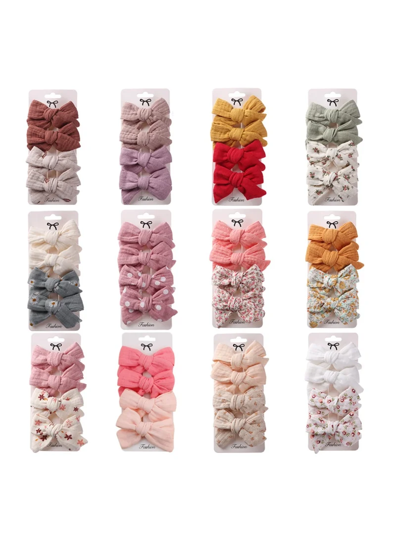 D'Daniela Adella Ribbon Bow Clip Set For Babies and Girls -  Olive Green & Off White