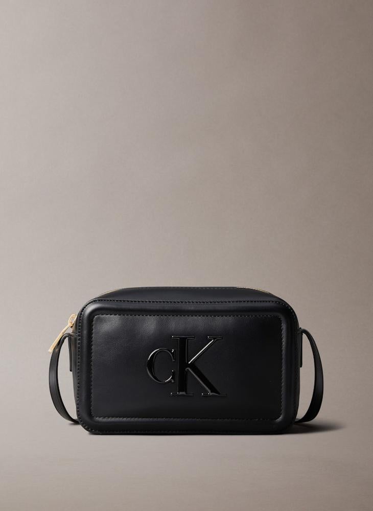 Camera bag with a prominent logo