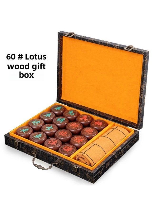 Direct Chinese Chess Solid Wood Large Wood Carving Craft Chess Suit To Send Elders High-grade Gift Box-Color:60#Lotus Wood Gift Box (5.8*2.0cm)  - Image 1