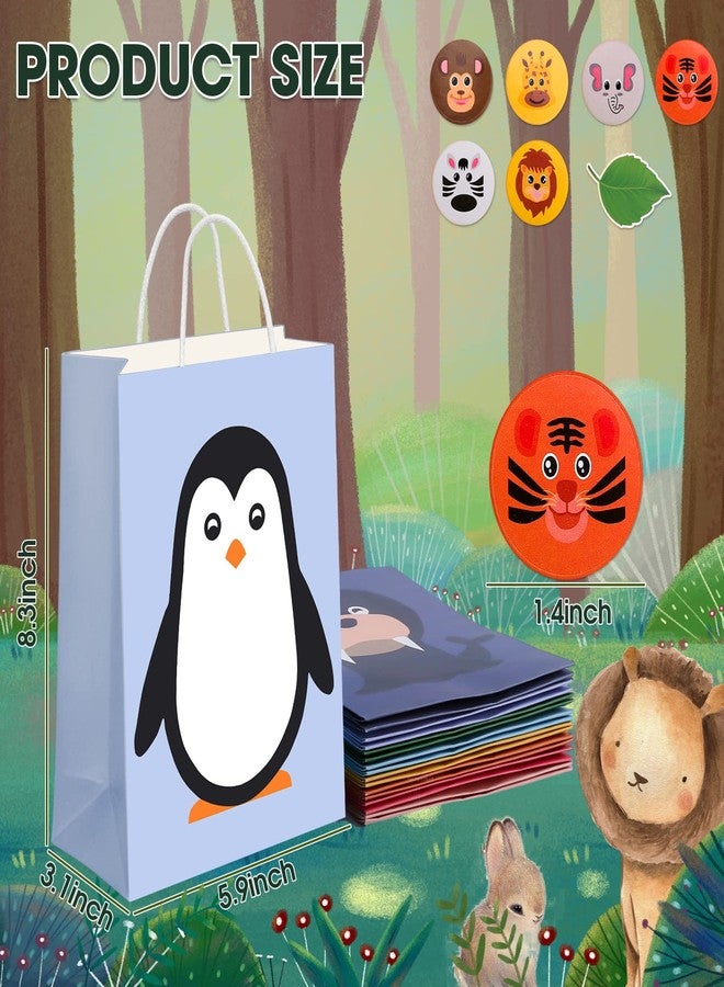 Vyndicca 24 Pack Animal Party Favor Bags,Kids Goodie Bags for Birthday Party,Animal Goodie Treat Bags,Colorful Paper Gift Bags with Handles,Candy Bags for Kids Jungle Animals Theme Party Supplies 8 Designs - Image 3