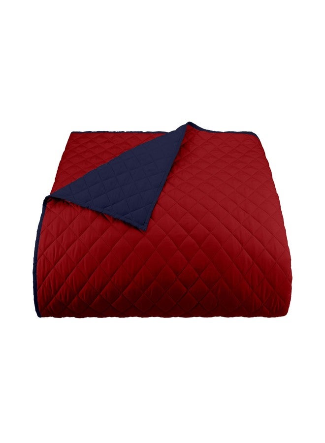 Martex Reversible Coverlet - Twin Bed Quilt - Lightweight Twin Size Bedding - Durable Quilts for Bed - Soft - Easy Care Bedding - Red/Navy - Image 1