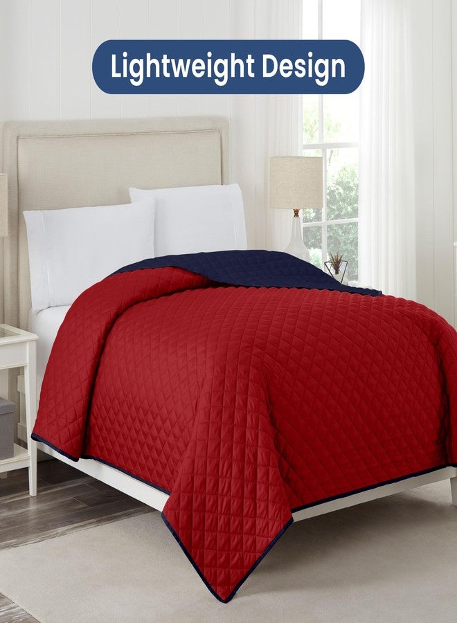 Martex Reversible Coverlet - Twin Bed Quilt - Lightweight Twin Size Bedding - Durable Quilts for Bed - Soft - Easy Care Bedding - Red/Navy - Image 4