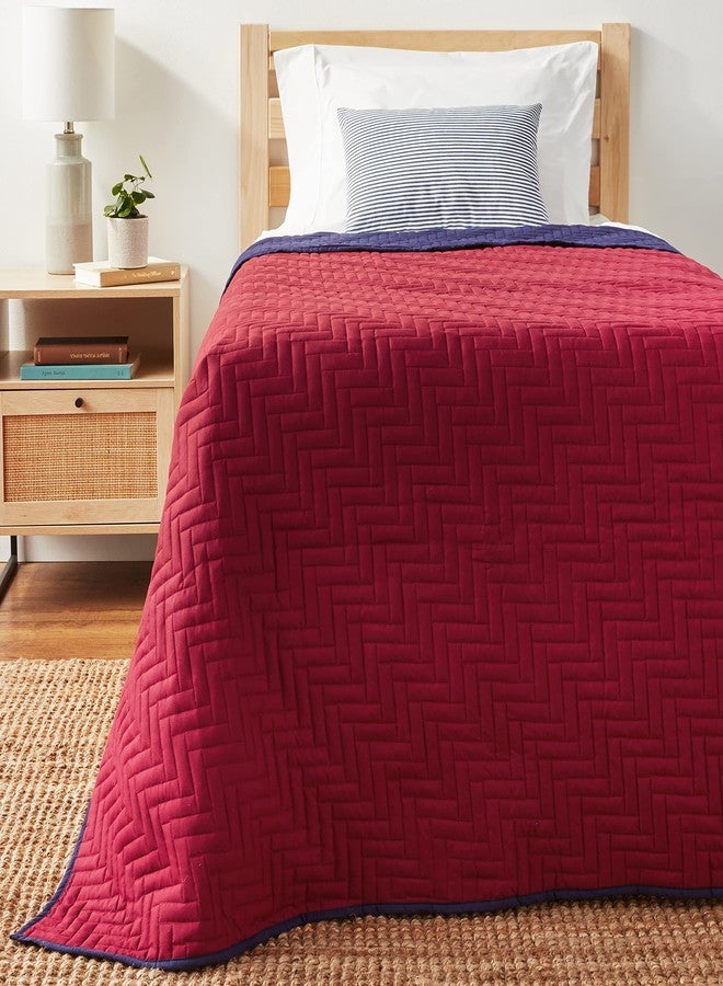 Martex Reversible Coverlet - Twin Bed Quilt - Lightweight Twin Size Bedding - Durable Quilts for Bed - Soft - Easy Care Bedding - Red/Navy - Image 2