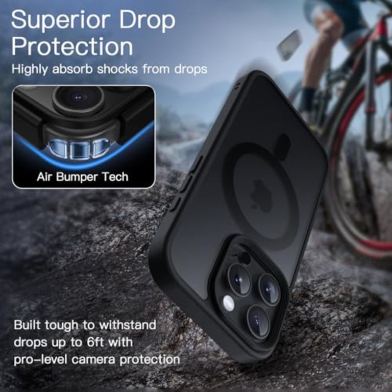 Magnetic case for iPhone 16 Pro Max 6.9-inch: translucent matte polycarbonate, black, MagSafe-compatible, slim shockproof design with camera control button - Image 5