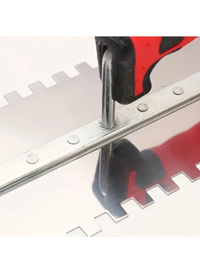 Conventional Multifunctional Square Groove Trowel Durable Metal Tile Spade With Rubber Handle - Image 5