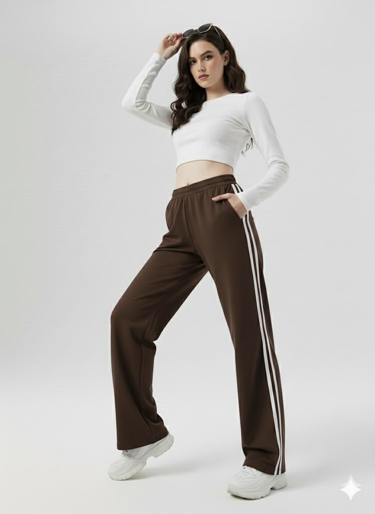 FASHA Women Joggers – High Waist Cotton Track Pants with Pockets | Gym Jogger Pants for Women | Casual Travel Lounge Wear Brown - Image 4