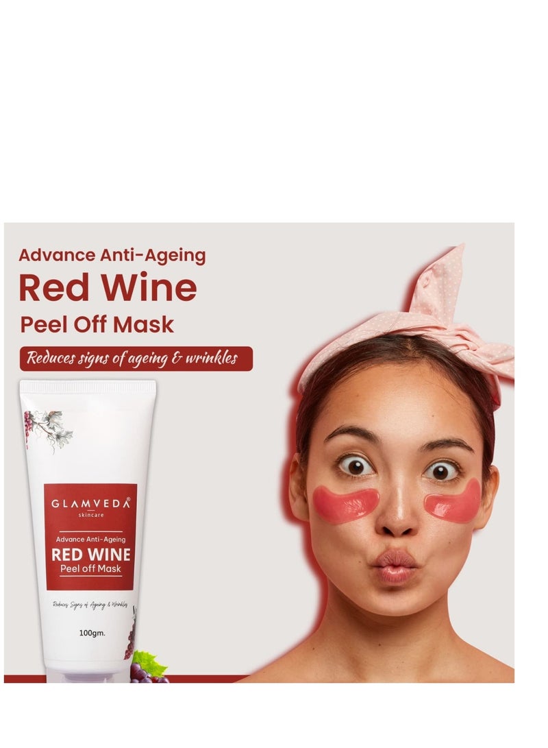 GLAMVEDA Red Wine Peel Off Mask - Anti-Aging, De-Tan & Glowing Skin . Removes Blackheads, Dark Spots, Minimizes Wrinkles, Suitable for All Skin Types, 100g - Image 2