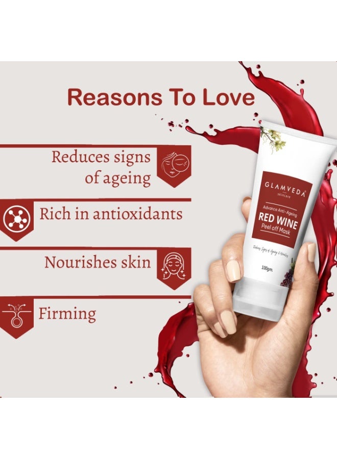 GLAMVEDA Red Wine Peel Off Mask - Anti-Aging, De-Tan & Glowing Skin . Removes Blackheads, Dark Spots, Minimizes Wrinkles, Suitable for All Skin Types, 100g - Image 4
