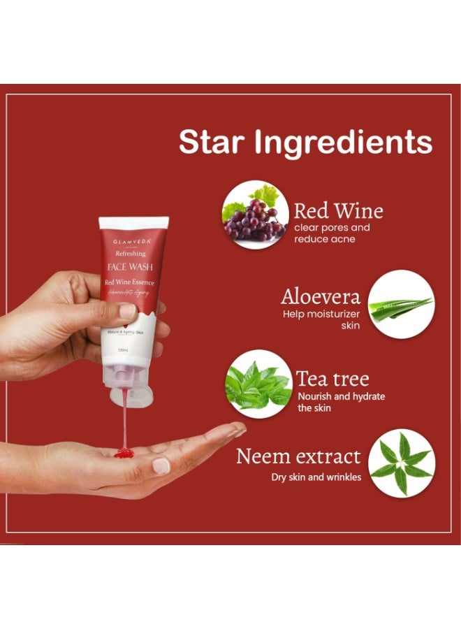 GLAMVEDA Red Wine Peel Off Mask - Anti-Aging, De-Tan & Glowing Skin . Removes Blackheads, Dark Spots, Minimizes Wrinkles, Suitable for All Skin Types, 100g - Image 3