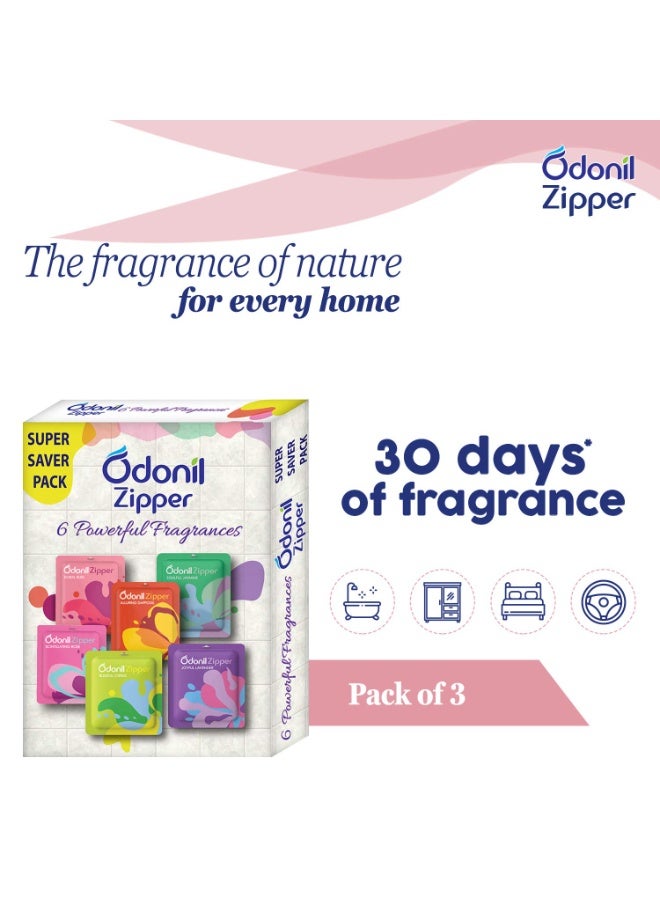 Odonil Bathroom Air Freshener Zipper Mix -30gm (10gm*3, Citrus, Jasmine,Lavender) - Image 2