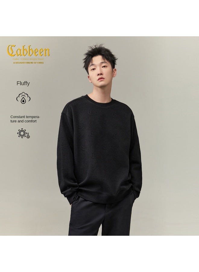 Cabbeen Men's Hoodie Jacquard Fabric Daily Casual Comfortable Soft Autumn Long Sleeve Hoodie - Image 5