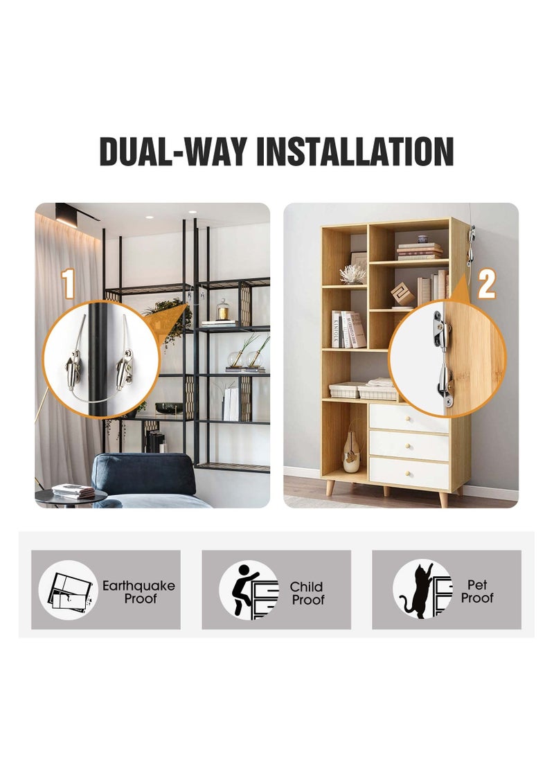 SYOSI - Furniture Anchors for Baby Proofing, Anti Tip Furniture Wall Anchor for Child Safety, Metal Earthquake Furniture Straps, Protect Toddler & Pet from Leaning Bookcases, Bookshelf, Dresser (4PCS) - Image 1
