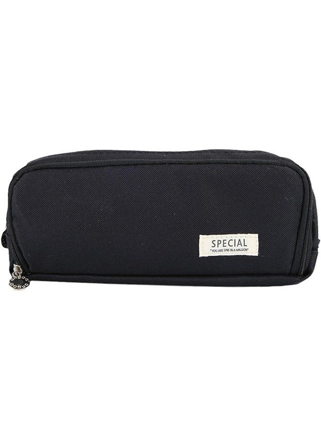 Pencil Case Large Capacity Pencil Pouch 3 Compartments Pencil Bag,Simple Sturdy Multifunctional Pencil Pouch (Black)  - Image 1