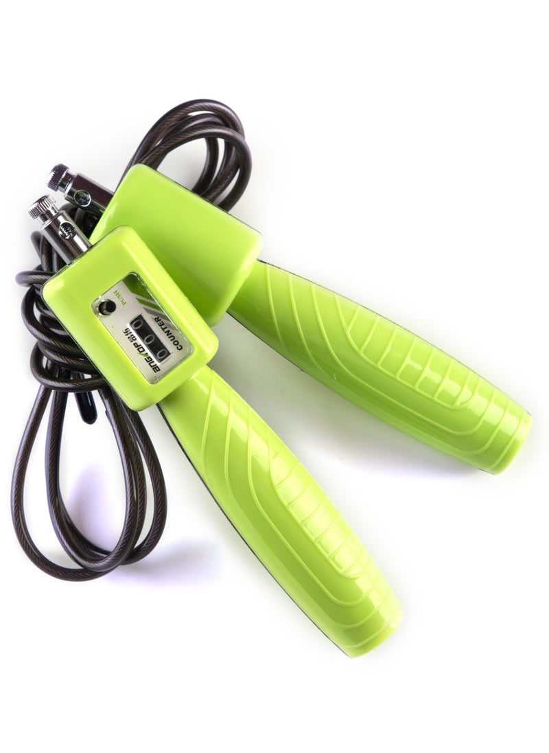 AngTop - AT0526 Adjustable Steel Wire Jump Rope With Counter - Green - Image 1