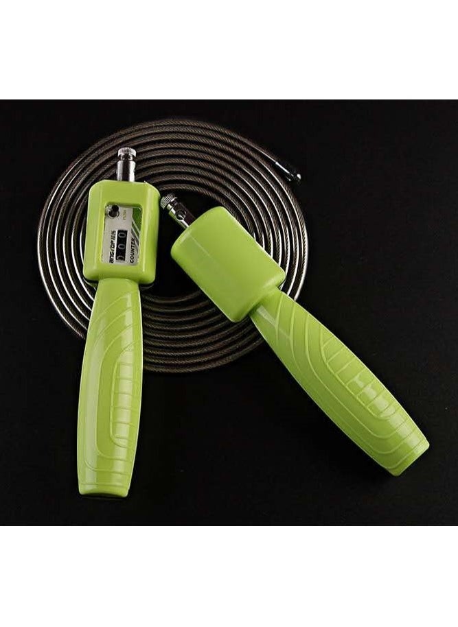AngTop - AT0526 Adjustable Steel Wire Jump Rope With Counter - Green - Image 1