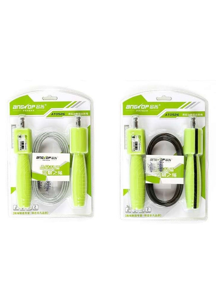 AngTop - AT0526 Adjustable Steel Wire Jump Rope With Counter - Green - Image 1