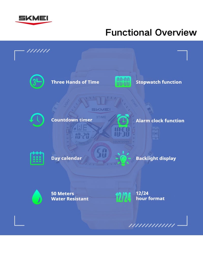 SKMEI SKMEI 2389 Watch: Triple Hands Display, Stopwatch, Countdown Timer, Alarm Clock, Week Calendar, Glow in Dark, Water Resistant - Image 4