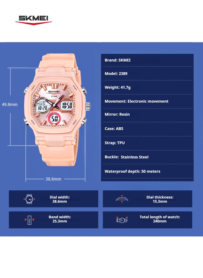SKMEI SKMEI 2389 Watch: Triple Hands Display, Stopwatch, Countdown Timer, Alarm Clock, Week Calendar, Glow in Dark, Water Resistant - Image 5