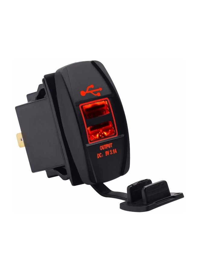 Multi-Functional Dual USB Car Charger Black/Red - Image 1