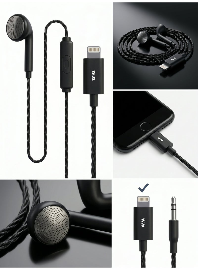 WELLMAX WM820 Lightning Mono Earphone with Mic, Wired Single Ear Headset for iPhone, Clear Voice Hands-Free Calling Headphones for Office, Driving & Meetings - Image 4