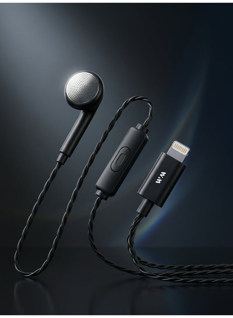 WELLMAX WM820 Lightning Mono Earphone with Mic, Wired Single Ear Headset for iPhone, Clear Voice Hands-Free Calling Headphones for Office, Driving & Meetings - Image 2