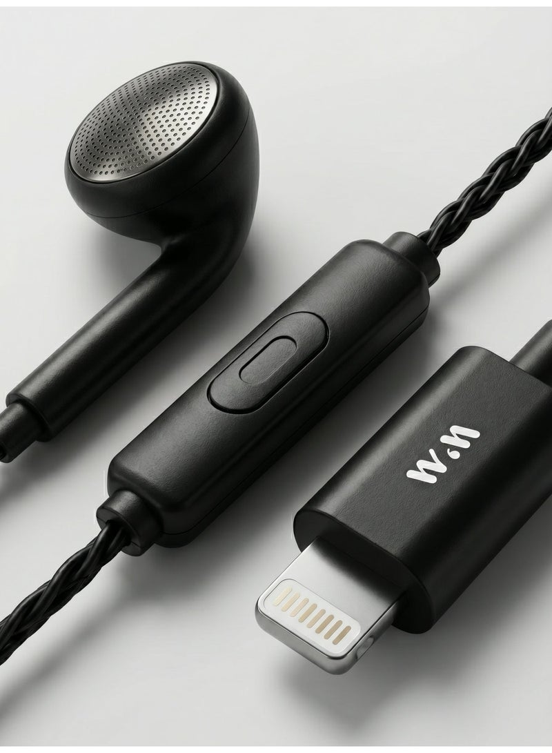 WELLMAX WM820 Lightning Mono Earphone with Mic, Wired Single Ear Headset for iPhone, Clear Voice Hands-Free Calling Headphones for Office, Driving & Meetings - Image 3