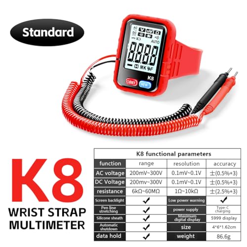 Serplex® Wrist-Worn Digital Multimeter with 4.3 Inch LCD Display, True RMS, Auto-Ranging, AC/DC Voltage Current Resistance Continuity Diode Capacitance Frequency Measurement for Electricians and DIY - Image 2
