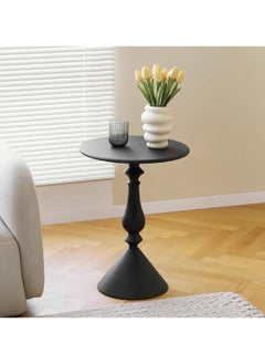 Old_Feller Vintage Sofa Side Table Living Room Coffee Table Household Vintage Candlestick End Table Round Table Black 40*58cm Free 2 coasters  - Image 3