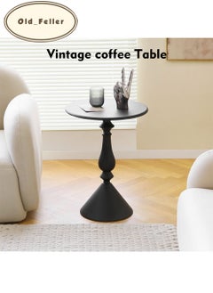 Old_Feller Vintage Sofa Side Table Living Room Coffee Table Household Vintage Candlestick End Table Round Table Black 40*58cm Free 2 coasters  - Image 1