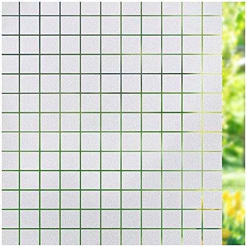WISDOM StaticCling Frosted Glass Window Film, Bathroom Removable Sun Blocking Vinyl Stickers for Home Office, Non Adhesive (24 by 48inches, Frosted Square Pattern) - Image 5